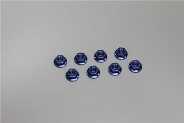 STEEL FLANGED NUTS M4X4.5 - BLUE (8)